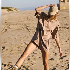 Free people hot shot romper brown taupe xs
